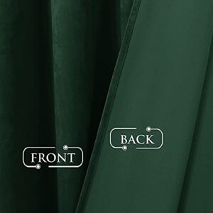 StangH Dark Green Velvet Curtains - Super Soft Blackout Panels Holiday Decor Christmas Backdrop Curtains, Grommet Thermal Insulated Sliding Door Covering, Wide 52 by Long 96 inch, 2 Panels