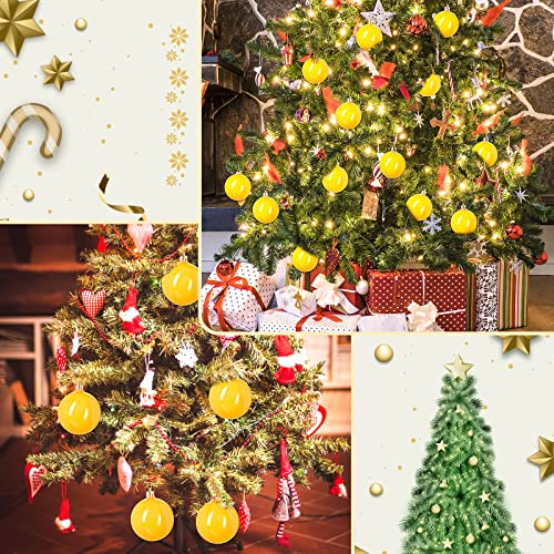 BBTO 36 Pcs ChristmasYellow Ball Ornament Xmas Shiny Balls Christmas Tree Pendants Baubles Set ations for Wreath Garland 2.4 Inch (Glossy Style)