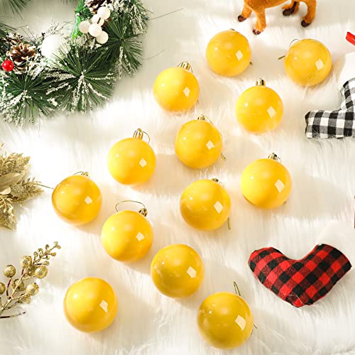 BBTO 36 Pcs ChristmasYellow Ball Ornament Xmas Shiny Balls Christmas Tree Pendants Baubles Set ations for Wreath Garland 2.4 Inch (Glossy Style)