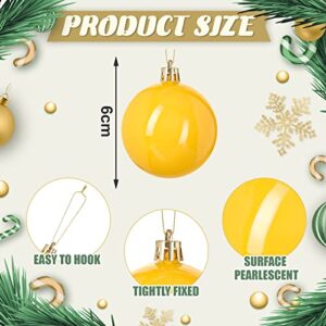 BBTO 36 Pcs ChristmasYellow Ball Ornament Xmas Shiny Balls Christmas Tree Pendants Baubles Set ations for Wreath Garland 2.4 Inch (Glossy Style)