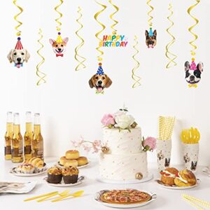 DECORLIFE Dog Party Decorations, Dog Themed Birthday Party Supplies Serves 16, Includes Paper Plates Set, Banner, Hanging Swirls, Total 178PCS, for Puppy Birthday Decorations