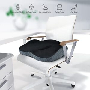 Large Seat Cushion 3D Full Wrap Office Chairs Cushions - Supportive Memory Foam Butt Pillow for Sciatica Pain Relief, Coccyx Seat Cushion for Tailbone Lower Back Pain for Home, Office and Car (Black)