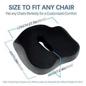 Large Seat Cushion 3D Full Wrap Office Chairs Cushions - Supportive Memory Foam Butt Pillow for Sciatica Pain Relief, Coccyx Seat Cushion for Tailbone Lower Back Pain for Home, Office and Car (Black)