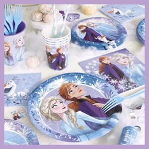 Frozen Birthday Party Supplies Set | Frozen Party Decorations | Frozen Party Supplies | Frozen 2 Theme With Elsa, Anna & Olaf for Boys & Girls | With Banner, Tablecloth / Table Cover, Dinner & Cake Plates, Napkins, Cups, Button | Serves 16 Guests