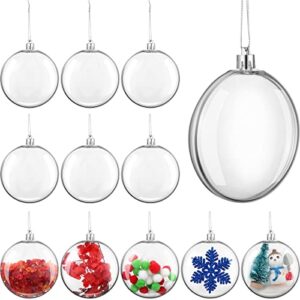 sawysine 12 pcs 3.15 inch clear ornaments for crafts fillable christmas ornament discs plastic balls flat oval diy transparent wedding birthday party decor, silver