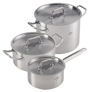 kuhn rikon cooking pot set montreux 1,5l/3l/6l, 16 cm/1.5 litre, 20 cm/3 litre & 24 cm/6 litre, silver