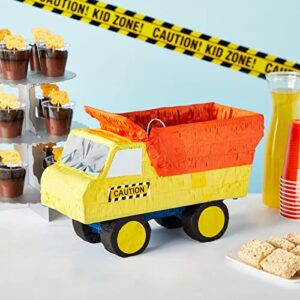 Small Dump Truck Pinata for Kids, Construction Themed Birthday Party Supplies and Decorations for Boys (15.5 x 9 x 6 In)