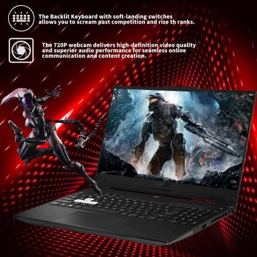 ASUS 2022 TUF F15 15.6" WQHD 144Hz Gaming Laptop, Intel 12th Core i7-12650H, 16GB DDR5 RAM, 1TB PCIe SSD, NVIDIA GeForce RTX 3050 Graphics, Backlit Keyboard, Win 11, Black, 32GB USB Card