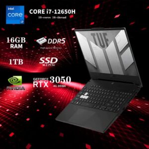 ASUS 2022 TUF F15 15.6" WQHD 144Hz Gaming Laptop, Intel 12th Core i7-12650H, 16GB DDR5 RAM, 1TB PCIe SSD, NVIDIA GeForce RTX 3050 Graphics, Backlit Keyboard, Win 11, Black, 32GB USB Card