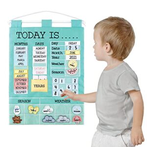 The Peanutshell Preschool Educational Wall Calendar - 53 Fabric Pieces for Months, Days, Years, Weather, & Seasons