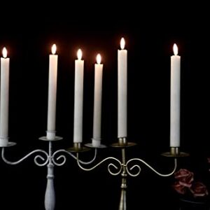 GenSwin Flameless White Taper Candles Flickering with 10-Key Remote, Battery Operated Led Warm 3D Wick Light Window Candles Real Wax Pack of 6, Christmas Home Wedding Decor(0.78 X 9.64 Inch)