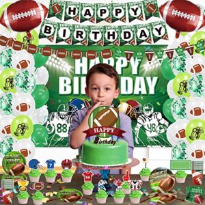 176pcs Football Birthday Party Decorations Includ Birthday Banner, Football Garland,Tablecloth, Football Backdrop, Football Foil Balloon, Tableware ect Boys Sports Theme & Superbowl Party Supplies