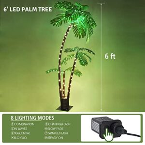 Lighted Palm Tree 6' 3.3' 2' Tiki Bar Outdoor Christmas Decorations Decor, Light Up LED Artificial Fake Trees Lights for Outside Patio Yard Tropical Party Pool