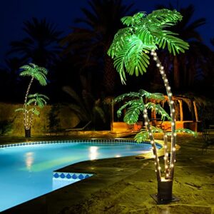 Lighted Palm Tree 6' 3.3' 2' Tiki Bar Outdoor Christmas Decorations Decor, Light Up LED Artificial Fake Trees Lights for Outside Patio Yard Tropical Party Pool