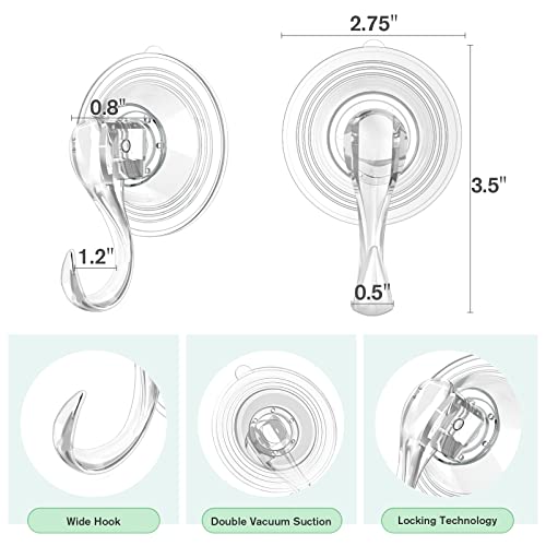 VIS'V Wreath Hanger, Large Clear Heavy Duty Suction Cup Wreath Hooks with Wipes 22 LB Removable Strong Window Glass Door Suction Cup Wreath Holder for Halloween Christmas Wreath Decorations - 8 Pcs