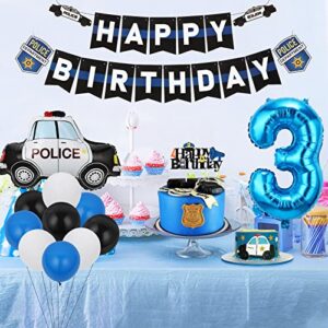 3rd Birthday Decorations for Boy Police Birthday Party Decoration Happy Birthday Banner 3rd Birthday Gifts Boy Police Birthday Party Supplies for Kids Police Cars Cake Topper Police Balloons