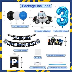 3rd Birthday Decorations for Boy Police Birthday Party Decoration Happy Birthday Banner 3rd Birthday Gifts Boy Police Birthday Party Supplies for Kids Police Cars Cake Topper Police Balloons