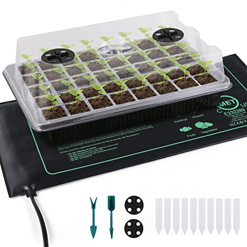 Seed Starter Tray, 40 Cells Seed Starter Kit with Seedling Heat Mat, Germination Tray with Humidity Control Domes, Cloning Kit, Propagation and Germination Station, Heat Mat for Plants Starter Kit