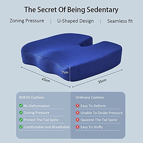 JTYX Coccyx Cushion Memory Foam Orthopedic Seat Cushion for Office Chair, Car Seat & Wheelchair - Sciatica Cushion Ergonomic Posture Seat Pads