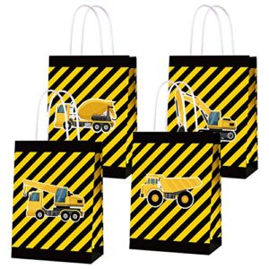 16 pcs construction theme goodie favor bags,truck themed candy treat bags gift bags for kids boys, theme party supplies decorations