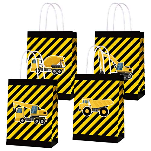 16 PCS Construction Theme Goodie Favor Bags,Truck Themed Candy Treat Bags Gift Bags for Kids Boys, Theme Party Supplies Decorations