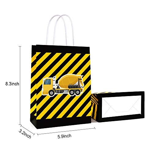 16 PCS Construction Theme Goodie Favor Bags,Truck Themed Candy Treat Bags Gift Bags for Kids Boys, Theme Party Supplies Decorations