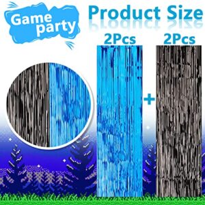 Video Game Birthday Party Decorations for Boys - Blue Video Game Party Supplies with String Lights - Gaming Party Decoration For Kid Video Game Backdrop (92 Pcs)