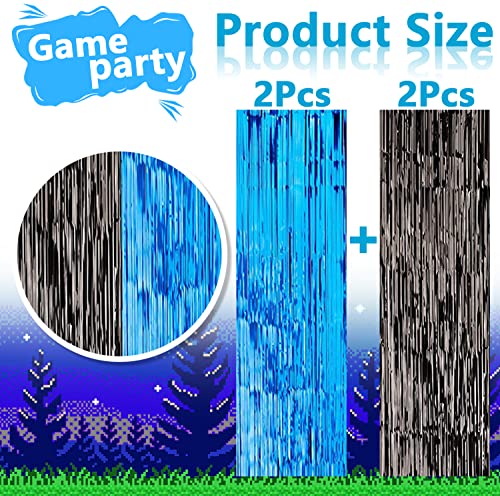 Video Game Birthday Party Decorations for Boys - Blue Video Game Party Supplies with String Lights - Gaming Party Decoration For Kid Video Game Backdrop (92 Pcs)