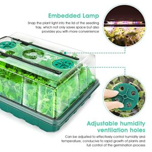 Ryscam Seed Starter Tray with Grow Light, 96-Cell Seed Starter Kit with Light, Seedling Starter Trays with Humidity Domes, Automatic Timer, Adjustable Light Indoor Gardening Plant Germination Trays