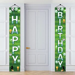 soccer birthday door banner decorations for men boys, sport theme happy birthday porch sign party supplies, soccer birthday background sign decor for indoor outdoor