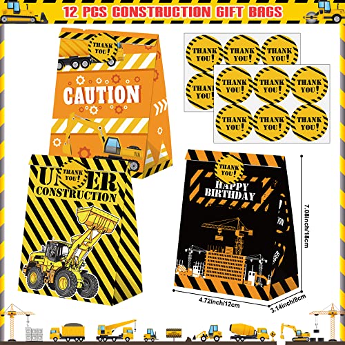 Construction Party Favors 72 PCS Construction Engineering Slap Bracelet Temporary Tattoos Silicone Bracelets DIY Stickers Plastic Straws Gift Bags for Kids Boys Construction Truck Vehicle Theme Birthday Party Goodie Bag Fillers