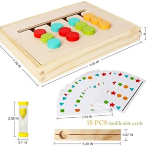 Montessori Learning Toys Slide Puzzle Color & Shape Matching Brain Teasers Logic Game Preschool Educational Wooden Toys for Kids Boys Girls Age 3 4 5 6 7 Years Old Travel Toys Birthday Gifts for Kids