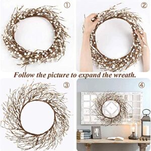 Whonline 18 Inches Pip Berry Wreath Christmas Wreath Off White Winter Wreath for Festival Celebration Front Door Wall Window Home Decor