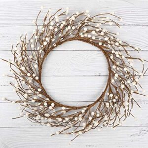 Whonline 18 Inches Pip Berry Wreath Christmas Wreath Off White Winter Wreath for Festival Celebration Front Door Wall Window Home Decor