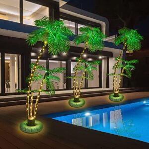 Spurgehom 6FT Lighted Palm Trees Outdoor Christmas Tree for Decorations Decor LED Artificial Fake Trees Lights for Indoor, Holiday, Backyard, Poolside, Garden