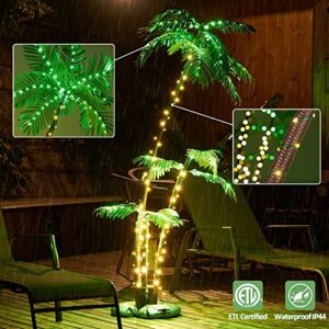Spurgehom 6FT Lighted Palm Trees Outdoor Christmas Tree for Decorations Decor LED Artificial Fake Trees Lights for Indoor, Holiday, Backyard, Poolside, Garden