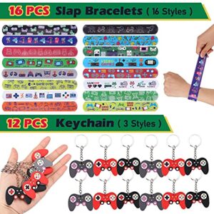 Golray 94pcs Video Game Party Favors Gamer Party Gift VIP Pass Holder Slap Bracelets Keychain Tattoos Party Treat Bags Kids Boy Gaming On Themed Birthday Party Supplies Pinata Gift Goodie Bag Fillers