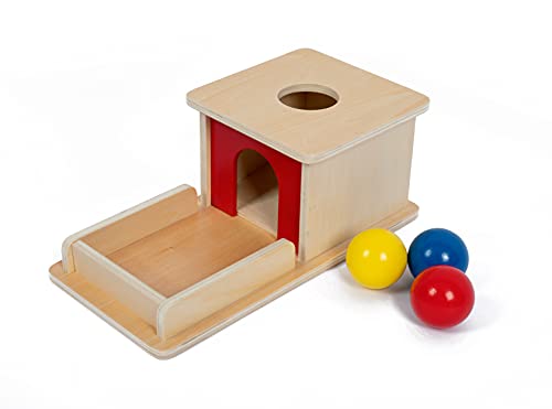 Adena Montessori Full Size Object Permanence Box with Tray Three Balls Montessori Toys for 6-12 Month Infant 1 Year Old Babies Toddlers