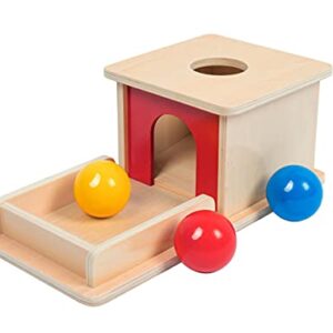 Adena Montessori Full Size Object Permanence Box with Tray Three Balls Montessori Toys for 6-12 Month Infant 1 Year Old Babies Toddlers