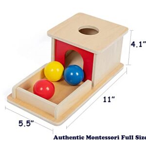 Adena Montessori Full Size Object Permanence Box with Tray Three Balls Montessori Toys for 6-12 Month Infant 1 Year Old Babies Toddlers