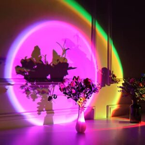 nellsi sunset lamp projection, 16 colors changing projector led lights floor lamp room decor night light 360 degree rotation for christmas decorations photography/party/bedroom/home decor sunset lamps