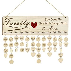 wooden family birthday reminder calendar board with 100 wooden tags,gifts for mom grandma,mothers day gifts,diy christmas valentines day gifts,wall hanging anniversary reminder signs for home décor