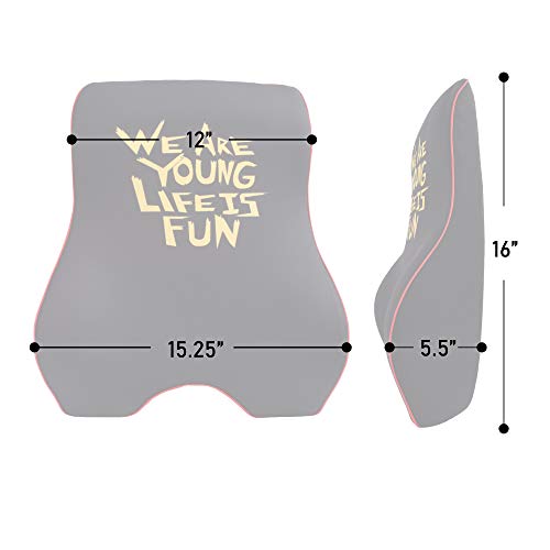 We Are Young Life is Fun™ Ergonomic Back Cushion for Cars, Offices, and Home - Memory Foam Cushion