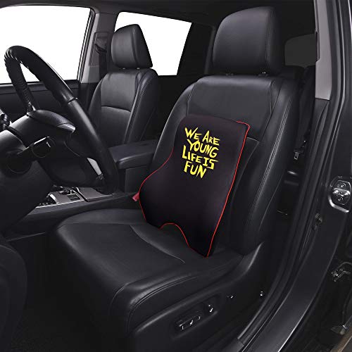 We Are Young Life is Fun™ Ergonomic Back Cushion for Cars, Offices, and Home - Memory Foam Cushion