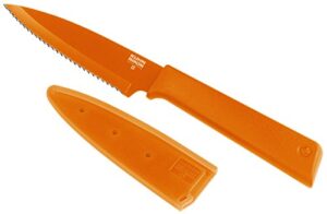 kuhn rikon colori+ serrated paring knife, 4", orange