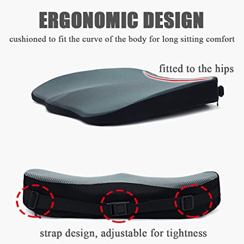 WAASHOP Heightening Seat Cushion for Short People, Breathable Memory Foam Car Seat Cushion with Zipper Comfortable Ergonomic Cushion for Office Chair Wheelchair Anti-Slip Car Seat Cover