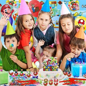 Game themed birthday party decorations for boys and girls with Plant Balloon,Tableware,Paper Cup,Tablecloth, Backdrop Super Movie Theme Party