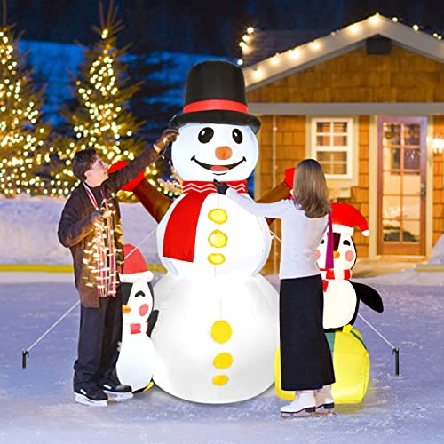 Qiaipo 6 FT Height Christmas Outdoor Decorations Christmas Inflatables Snowman and Penguins with Bright Built-in Led Lights Christmas Blow up Decor Indoor Outdoor Yard Garden - Random Scarf Color