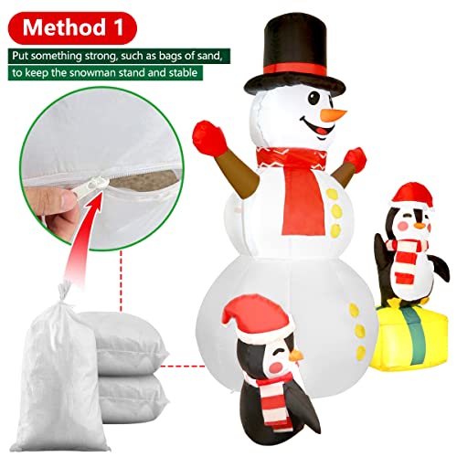 Qiaipo 6 FT Height Christmas Outdoor Decorations Christmas Inflatables Snowman and Penguins with Bright Built-in Led Lights Christmas Blow up Decor Indoor Outdoor Yard Garden - Random Scarf Color