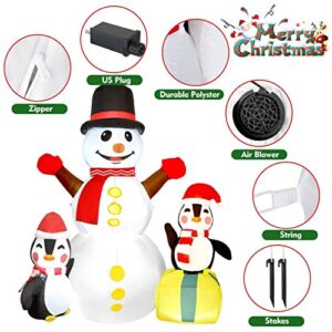 Qiaipo 6 FT Height Christmas Outdoor Decorations Christmas Inflatables Snowman and Penguins with Bright Built-in Led Lights Christmas Blow up Decor Indoor Outdoor Yard Garden - Random Scarf Color